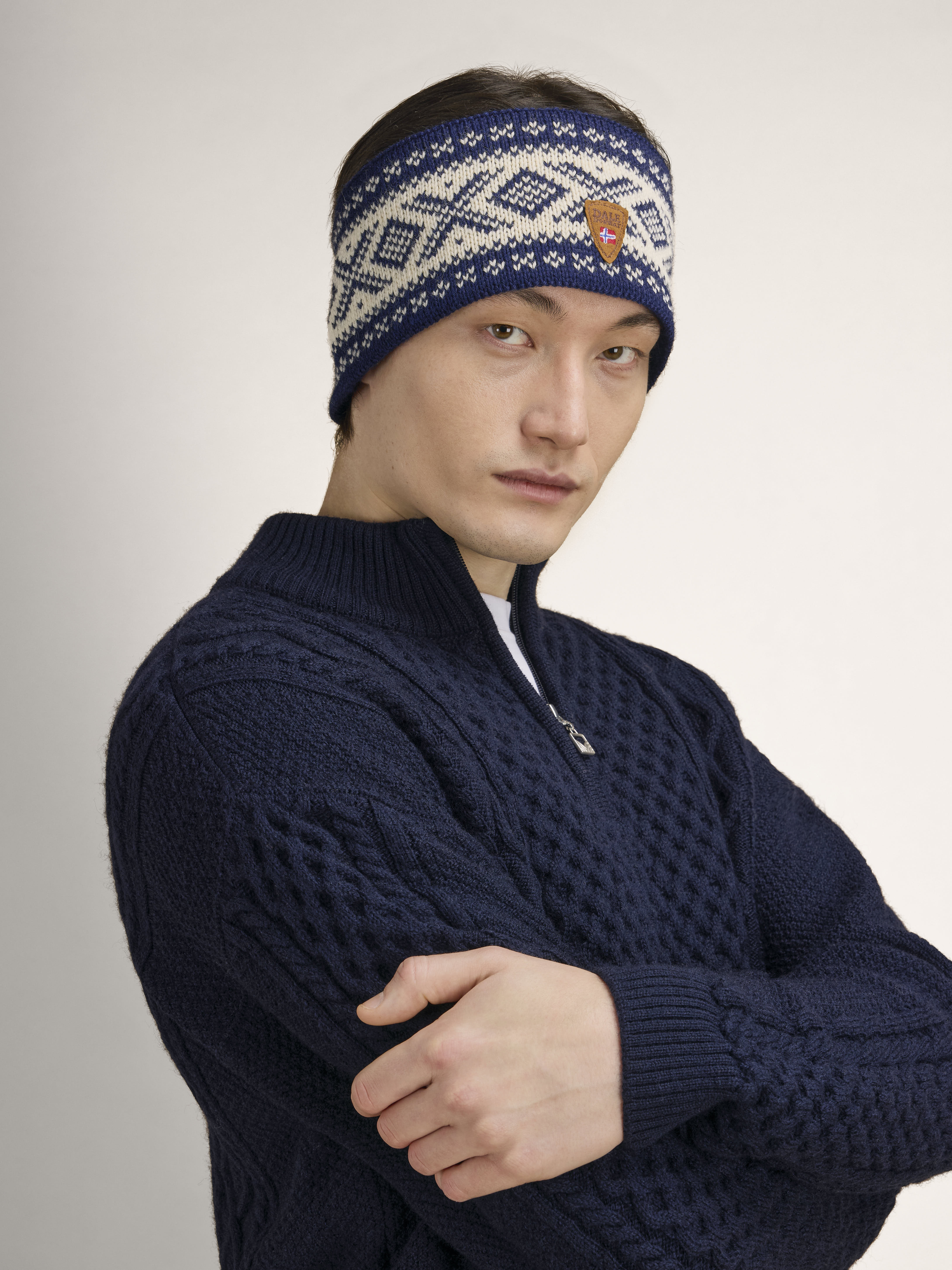 Cortina 1956 Headband - Norwegian Wool Navy White
