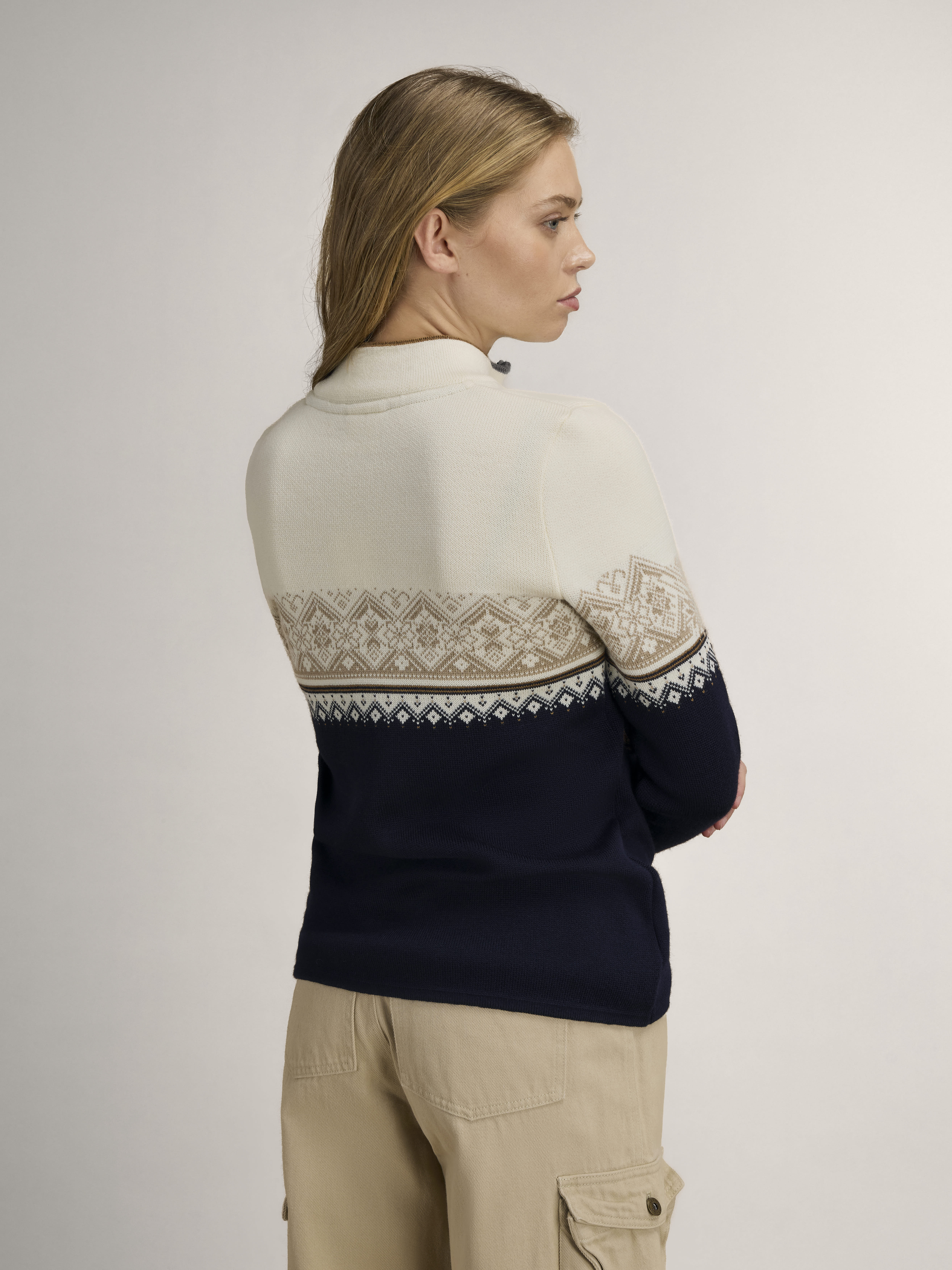Moritz Women’s Sweater - Merino Wool Navy Bronze Beige Offwhite