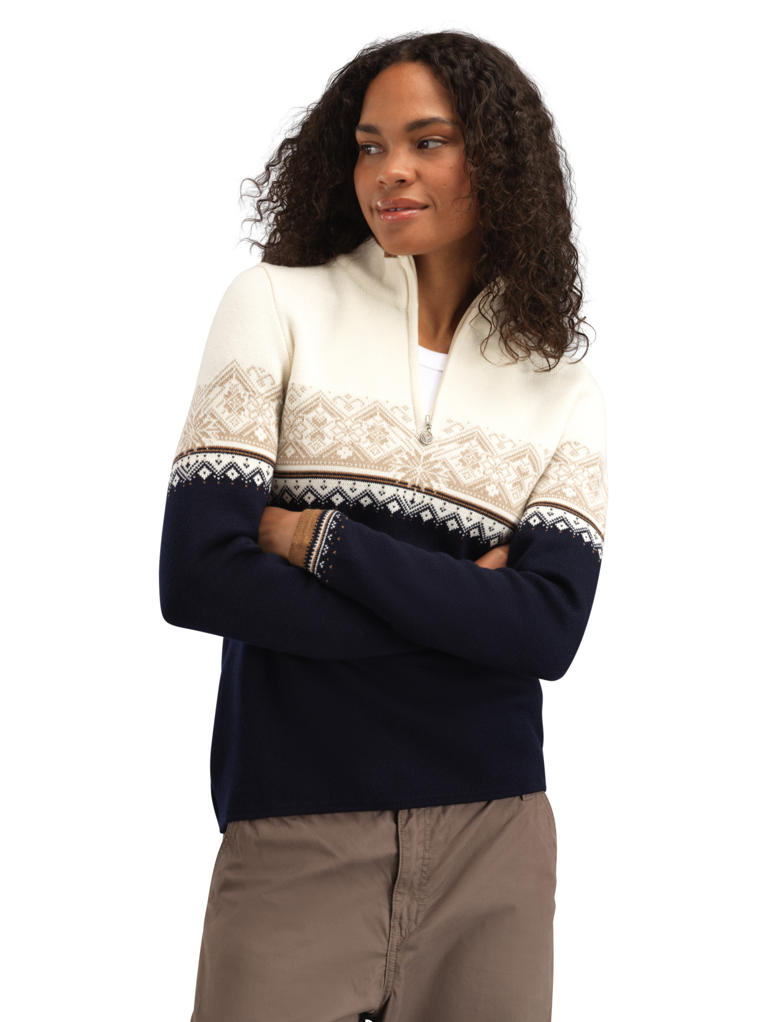 Moritz Women’s Sweater - Merino Wool Navy Bronze Beige Offwhite