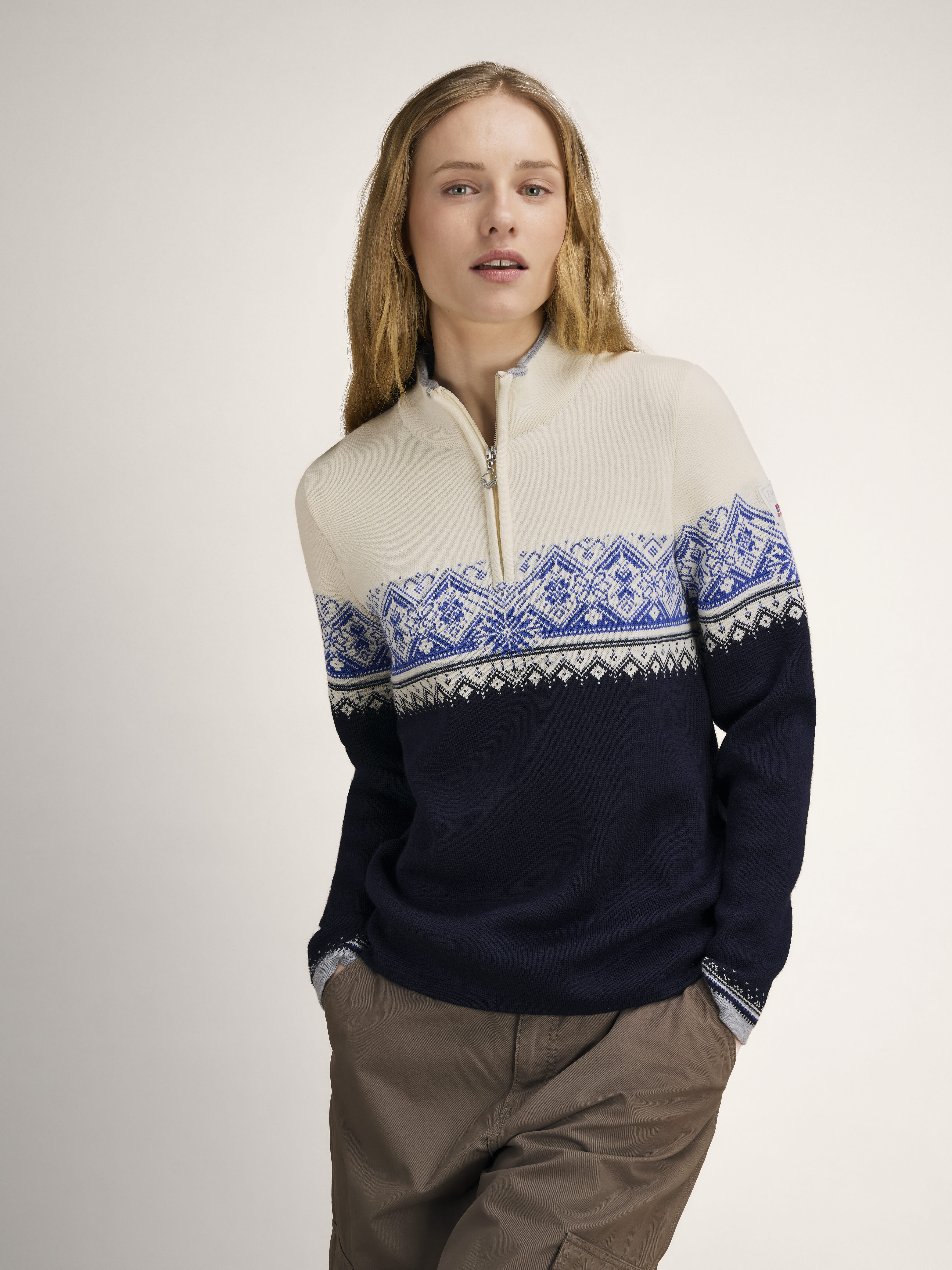 Moritz Women’s Sweater - Merino Wool Navy White Ultramarine