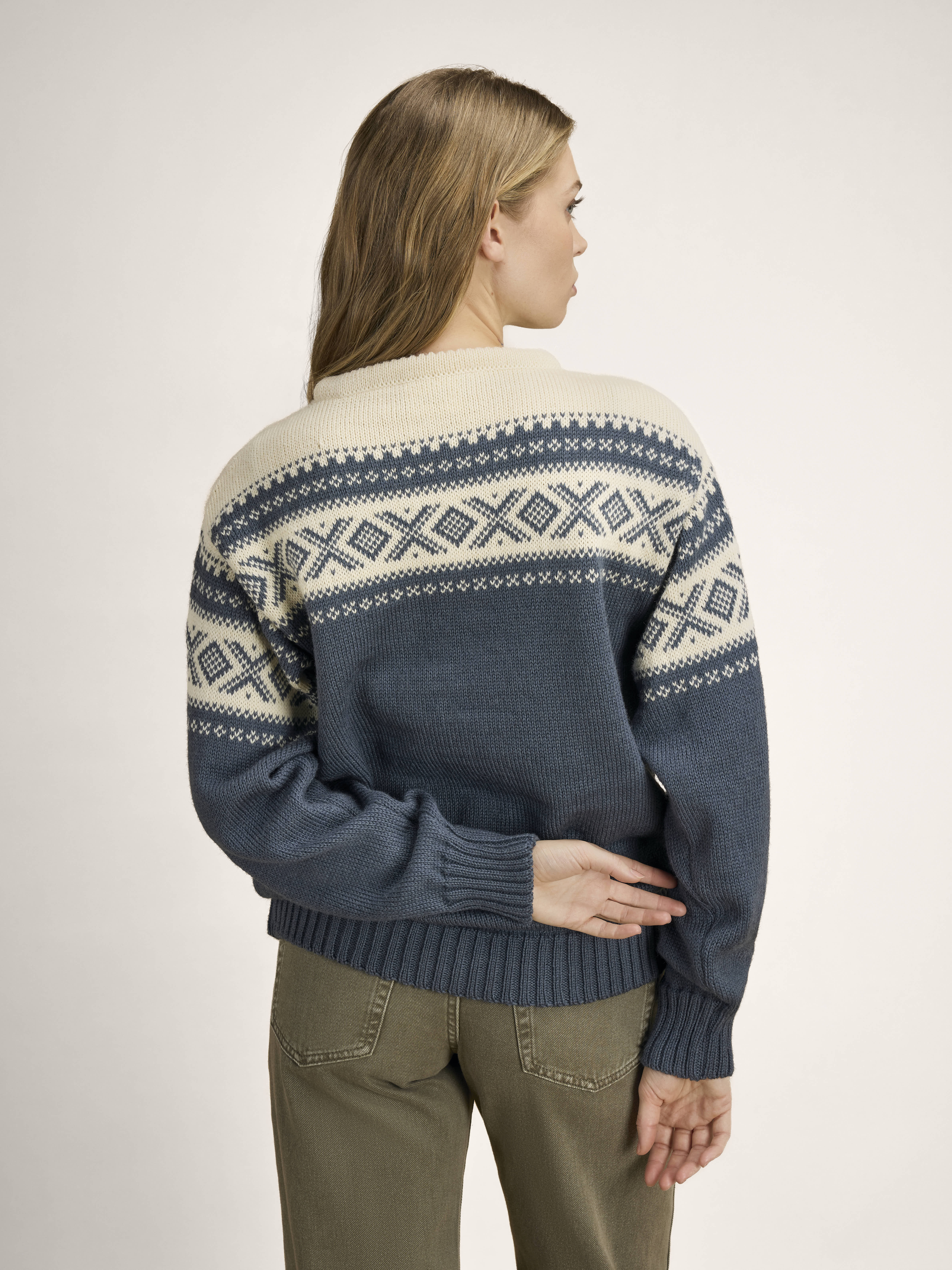 Cortina 1956 Sweater - Norwegian Wool Steel Offwhite