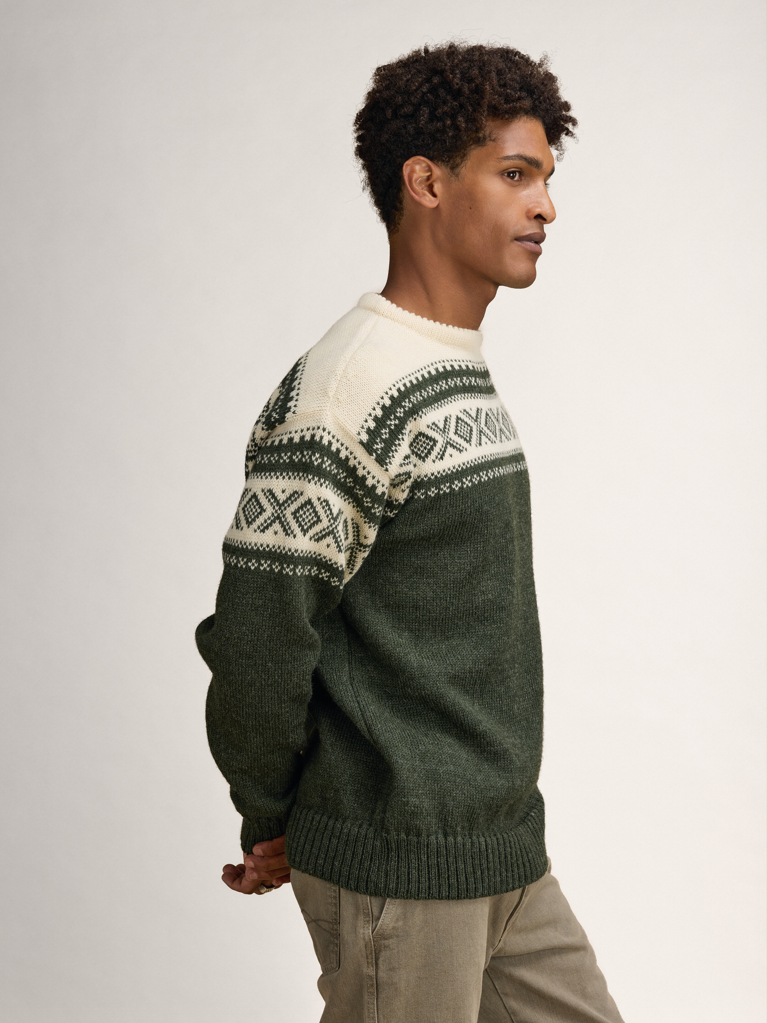 Cortina 1956 Sweater - Norwegian Wool Loden Mel Cream