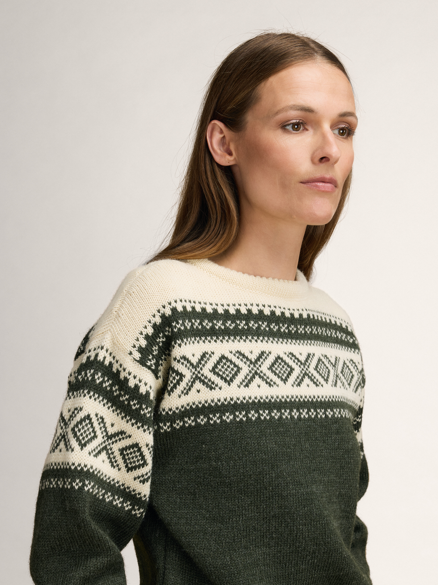 Cortina 1956 Sweater - Norwegian Wool Loden Mel Cream