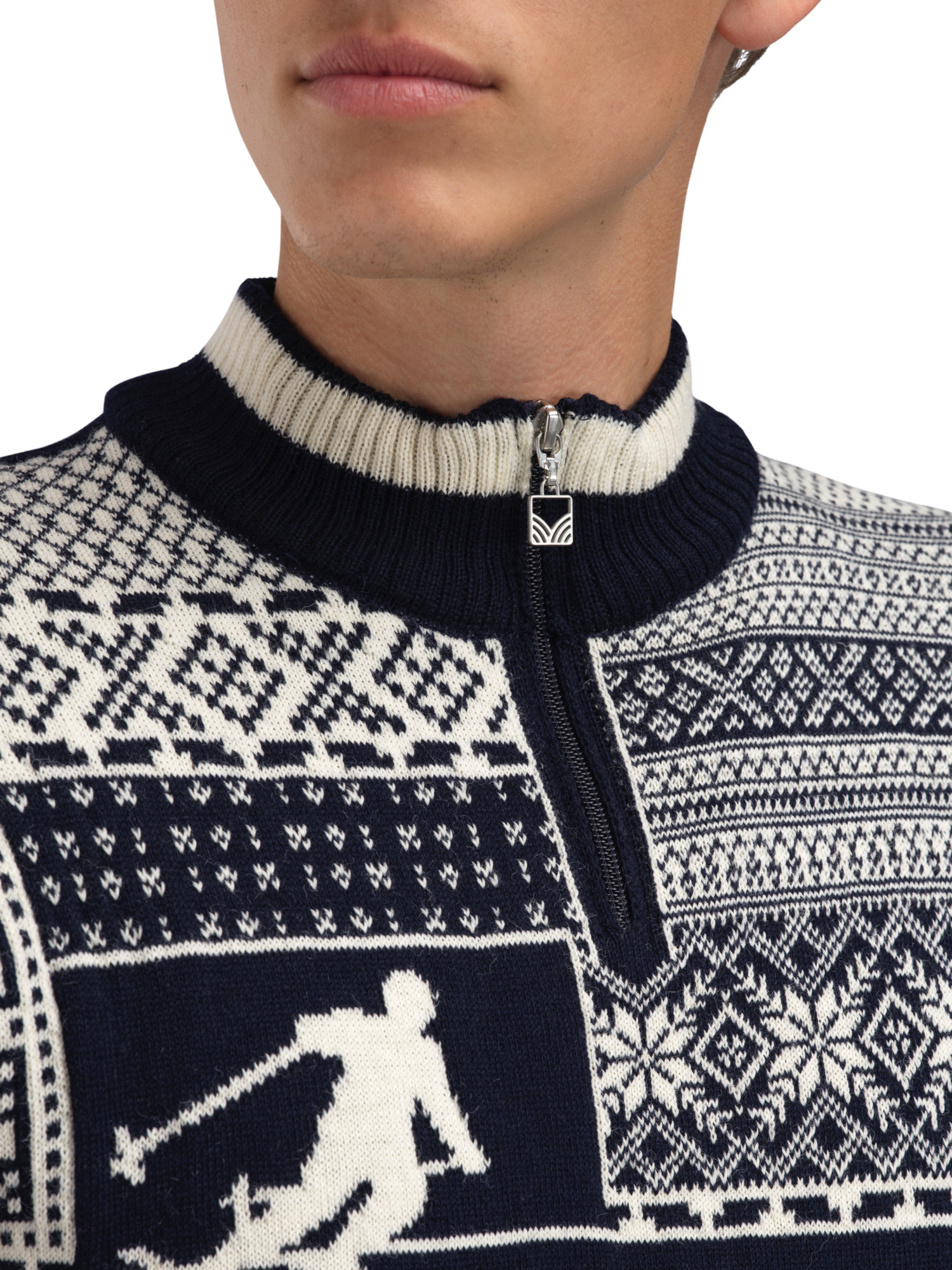 History Sweater - Norwegian Wool Navy Offwhite Raspberry