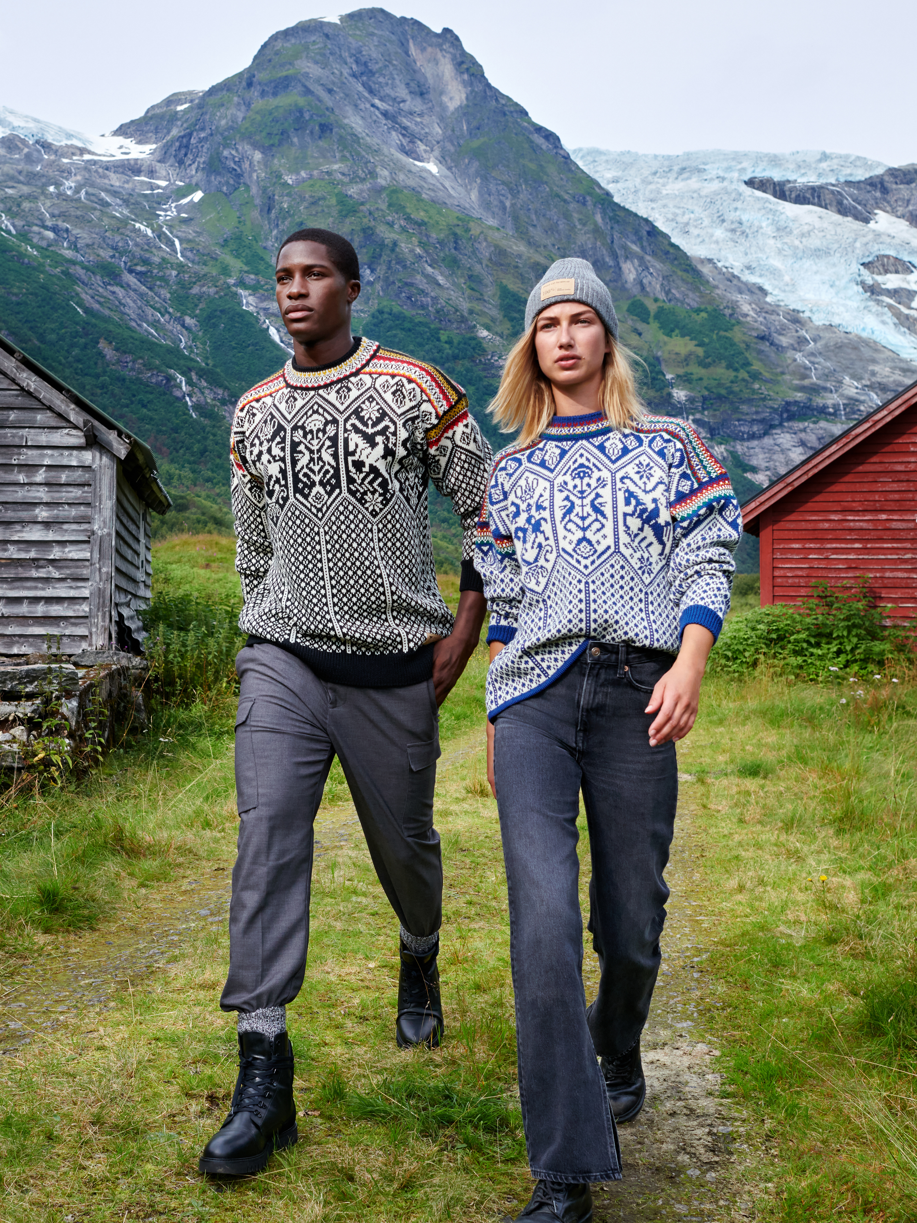 1994 Lillehammer women’s sweater Indigo Offwhite Mustard