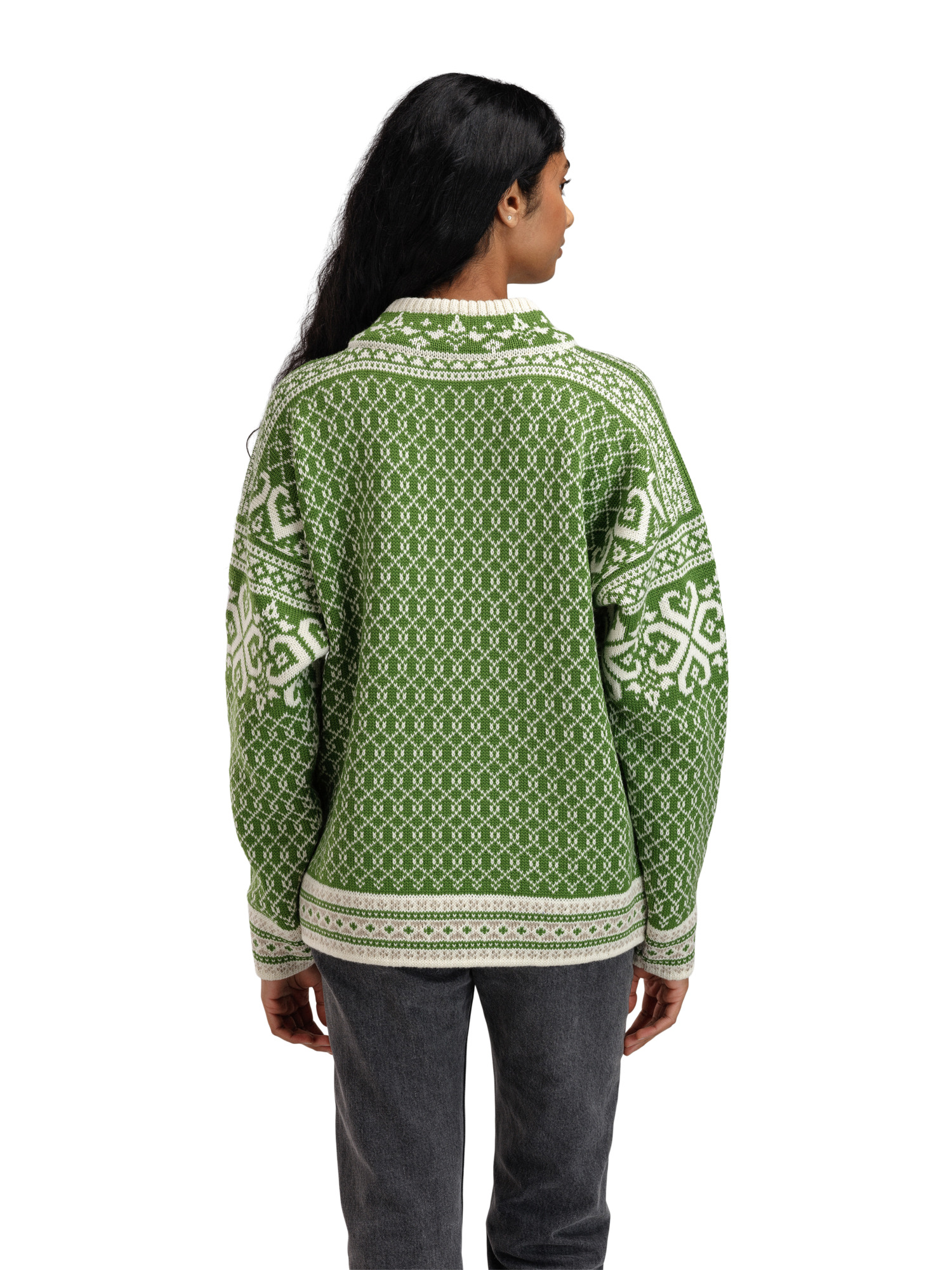 Leknes Women's Sweater Springgreen Offwhite Sand Mel