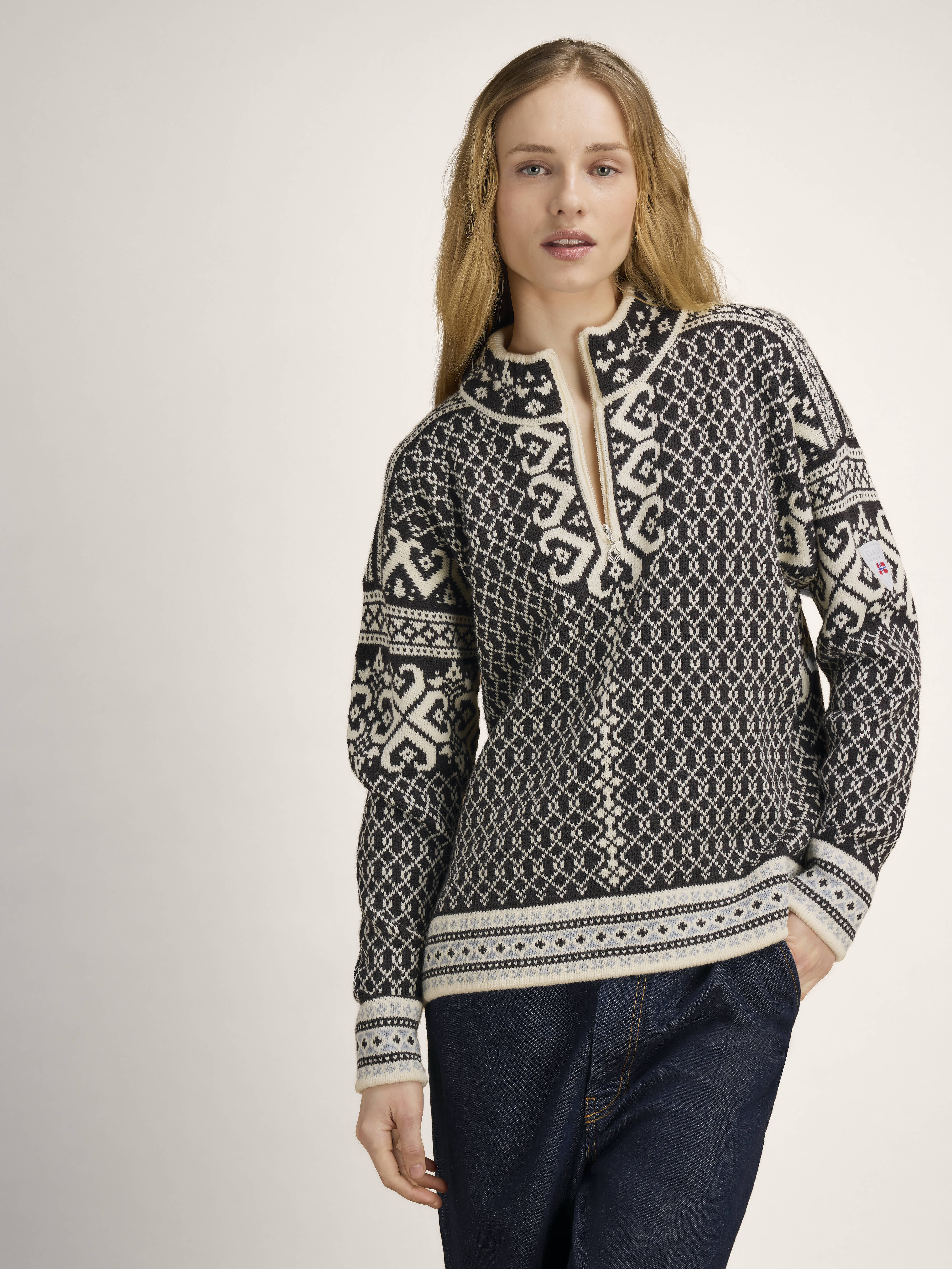 Leknes Women's Sweater Coffee Offwhite Metal