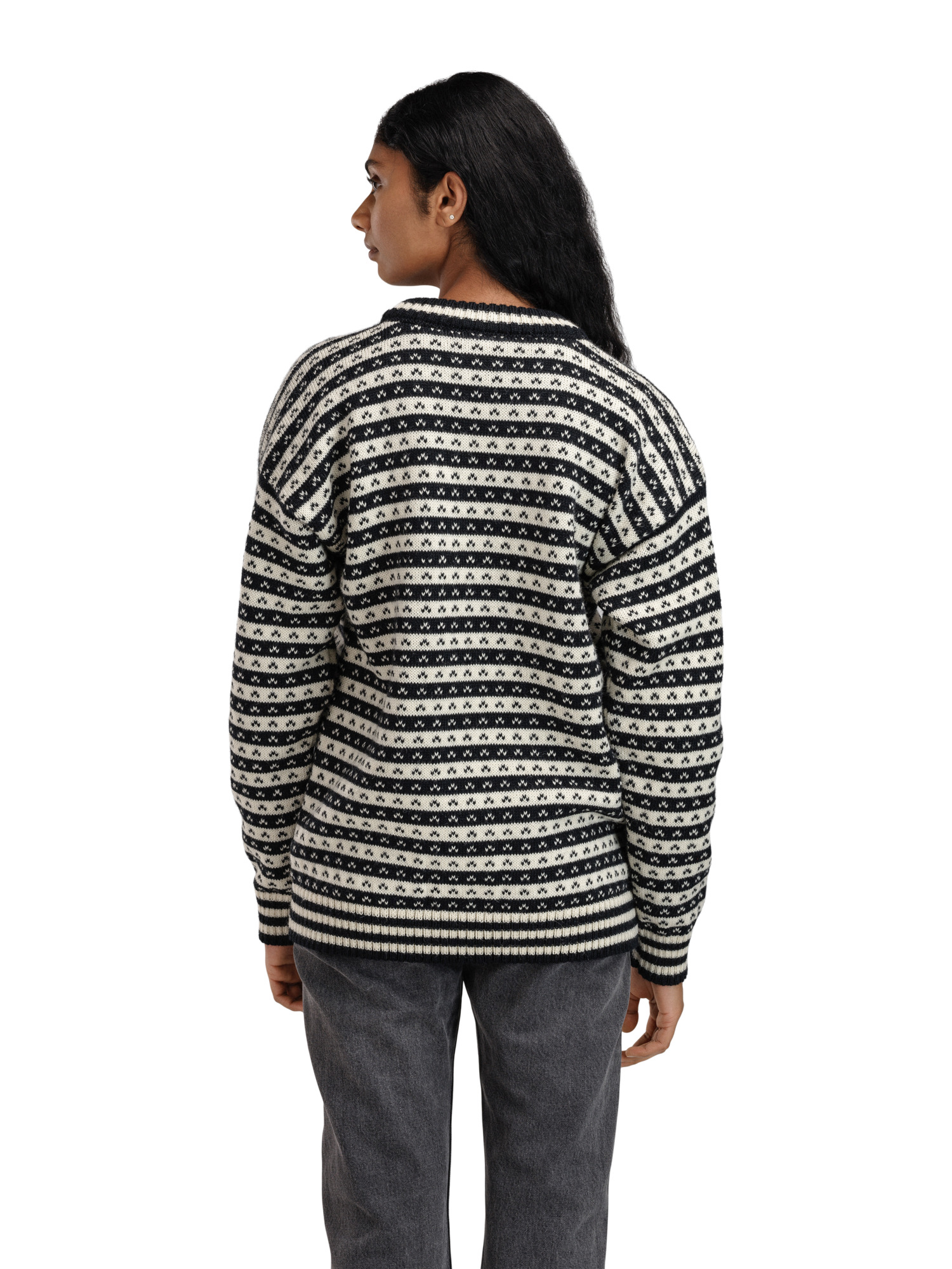 Skipsleia Unisex Sweater - Norwegian Wool Black Offwhite