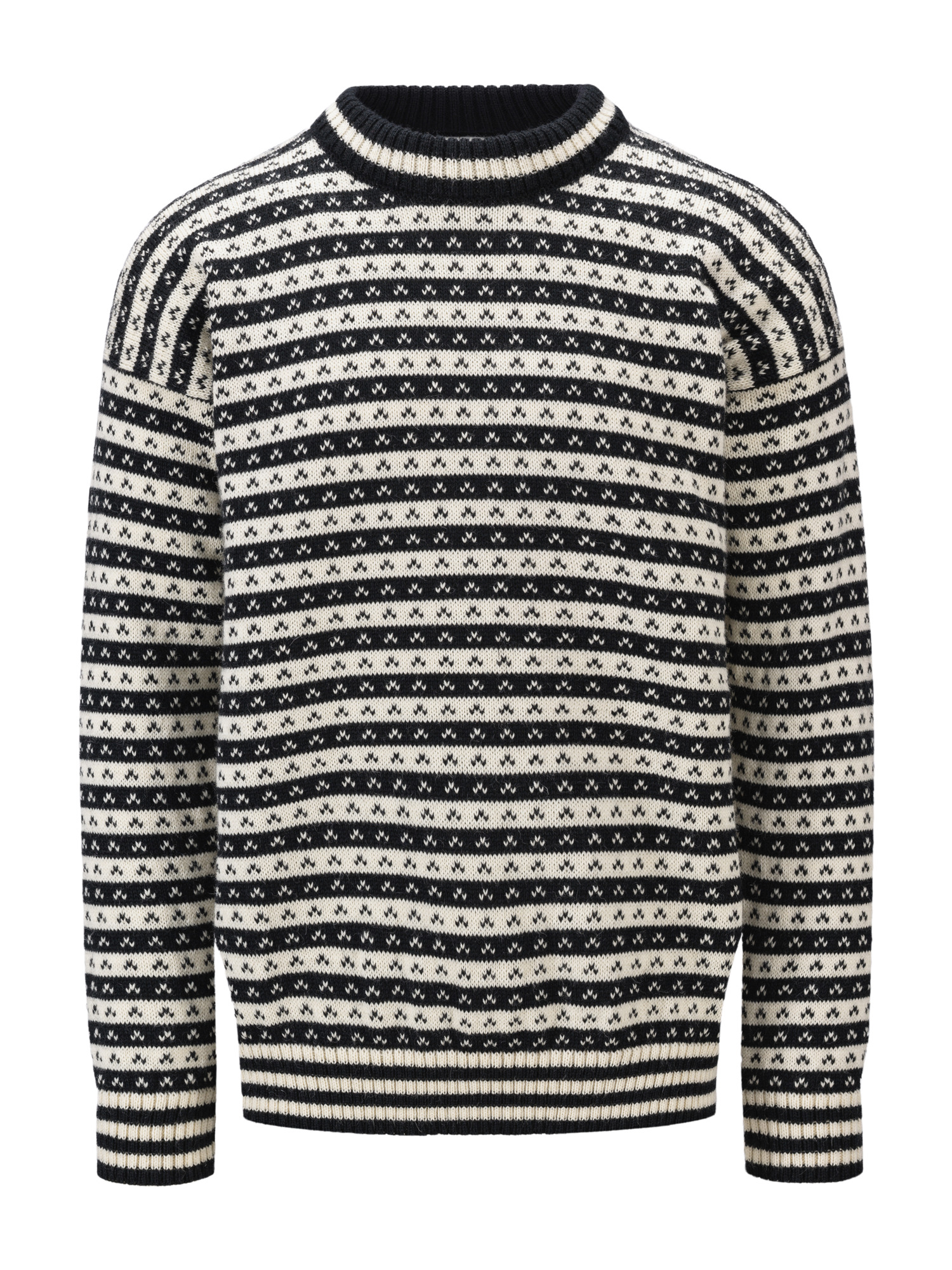 Skipsleia Unisex Sweater - Norwegian Wool Black Offwhite
